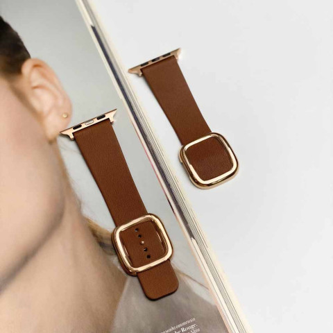 Кожаный ремешок Modern Buckle Leather на Apple Watch 38/40/41mm Gold/Brown Кожаный ремешок Modern Buckle Leather на Apple Watch 38/40/41mm Gold/Brown